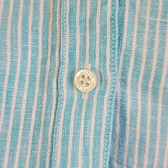 RALPH Lauren 100% Linen Blue Top - Picture 2 of 7